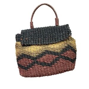 Relativity Woven Straw Handbag Multi Color Boho Crossbody Satchel Bag